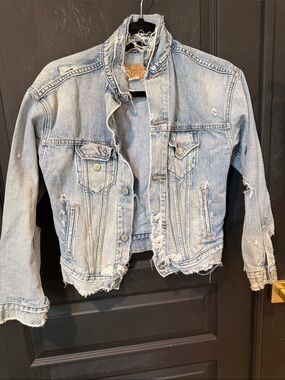 Denim & Supply Ralph Lauren Light Blue Distressed Denim Jacket xs